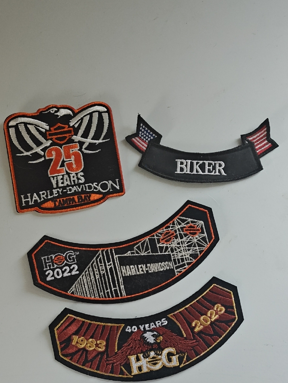 Harley‑Davidson Black, Orange & White Commemorative Patch Set